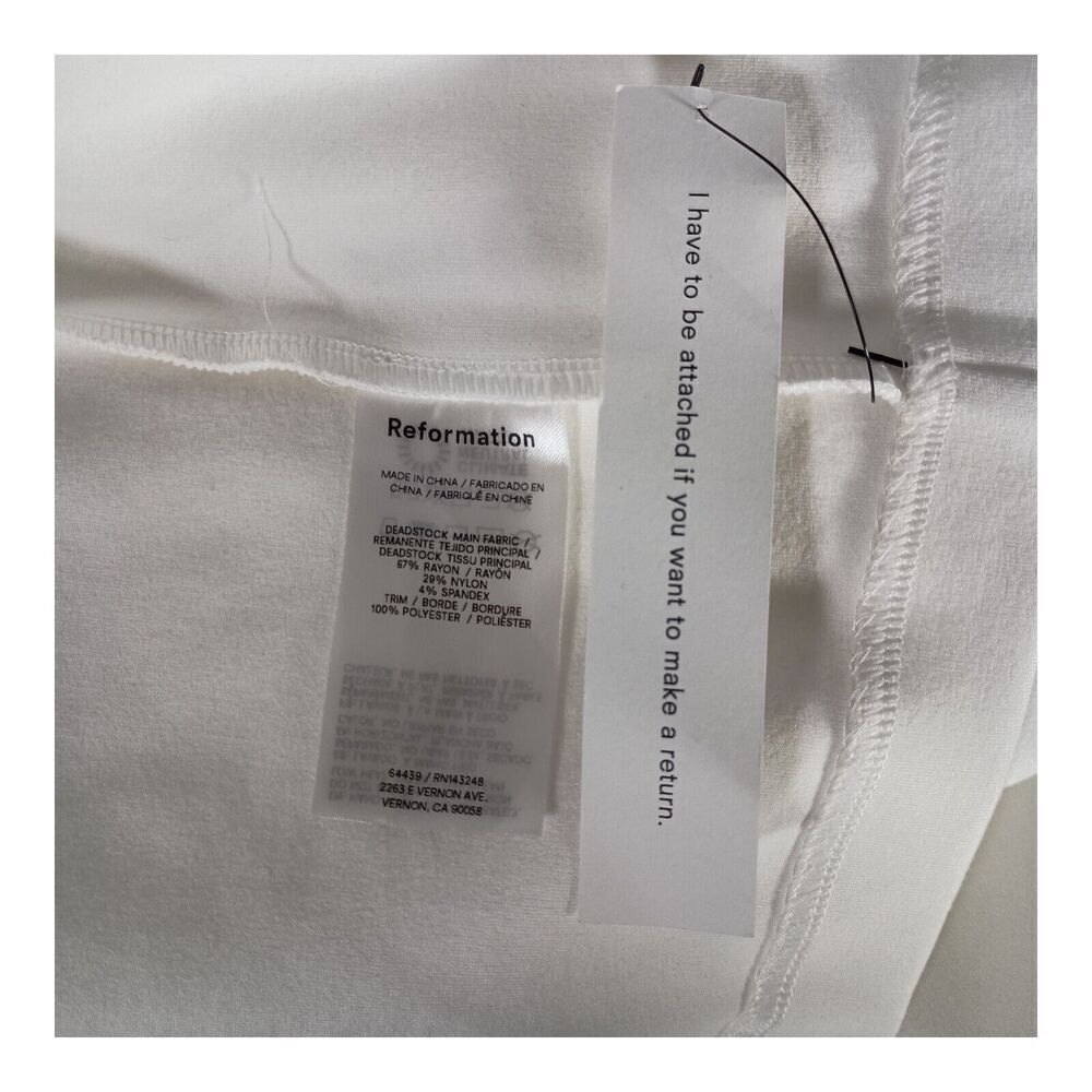 Reformation Dress Bodycon Long Maxi Short Sleeve White Women's 6 - Picture 5 of 6